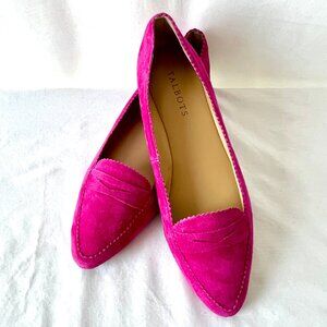 Talbots Francesca Keeper Driving Magenta Pink Suede Leather Loafers, Sz 8.5 LN!